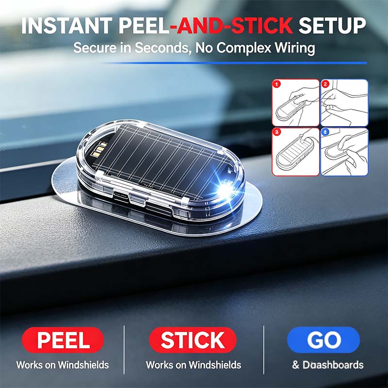 Solar Powered Fake Car Alarm Light, Auto Light Sensor LED Simulated Security Warning Flashing Light